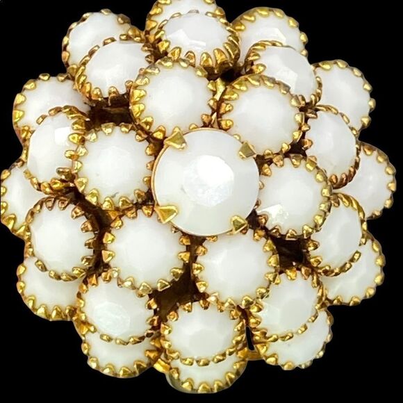 Vintage Judy Lee gold tone ring white  & white gold grape brooch rhinestones - Picture 6 of 10